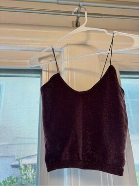 Free People Burgundy Slim Spaghetti-Strap Cami